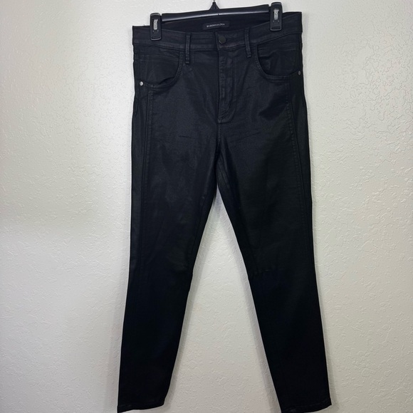 BCBGMaxAzria pants Black size 30 high waisted‎ coated skinny dressy Jeans - Picture 2 of 9